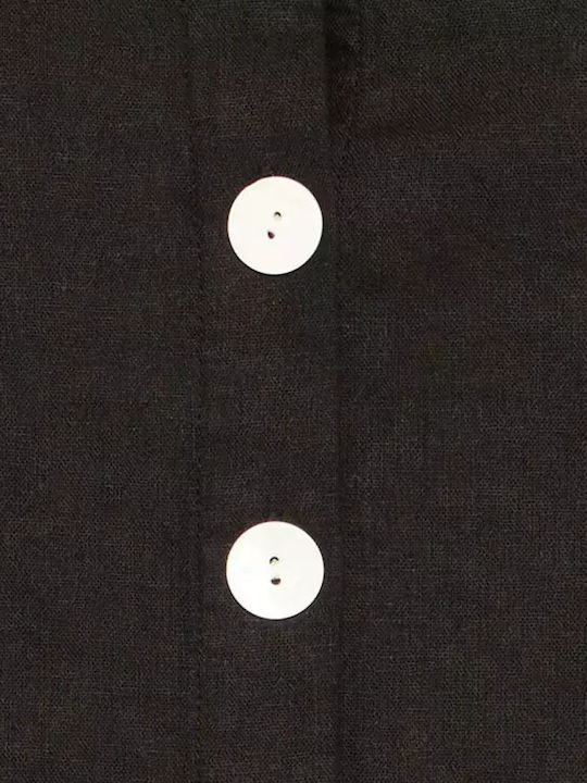 Women's Summer Blouse Linen Sleeveless Black