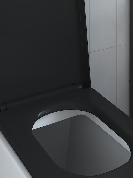 vidaXL Plastic Toilet Seat Black 35cm