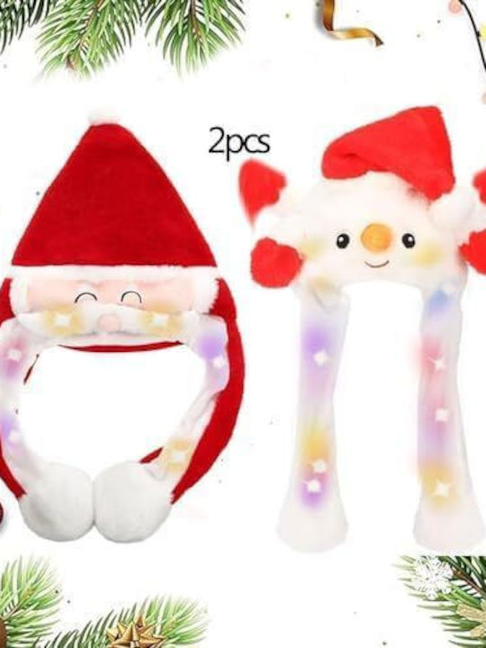 Set Christmas Led Hats Santa Snowman Moving Ears 2pcs