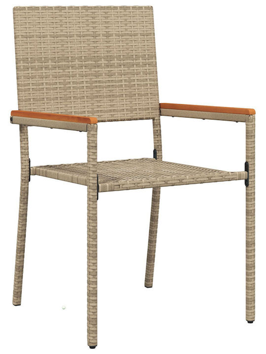 Outdoor Chair Rattan Beige with Cushion 2pcs 54x56x90cm