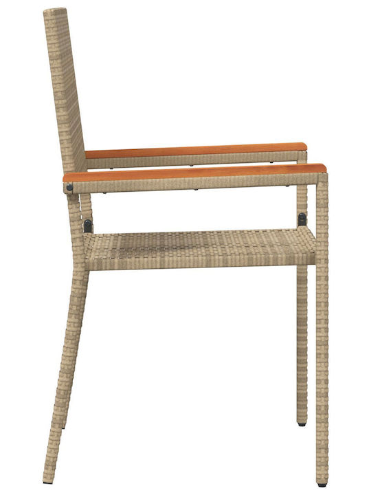 Outdoor Chair Rattan Beige with Cushion 2pcs 54x56x90cm