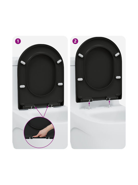 vidaXL Καπάκι Λεκάνης Soft Close Πλαστικό Μαύρο