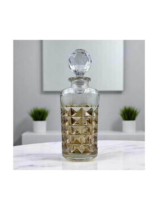 Domumart Crystal Whiskey Decanter 28cm with Stopper Honey 700ml