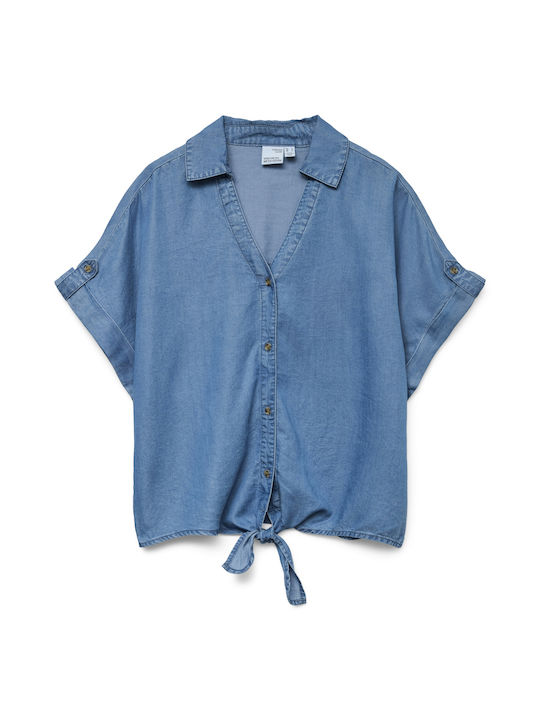 Κοντομάνικο Γυναικείο Πουκάμισο Medium Blue