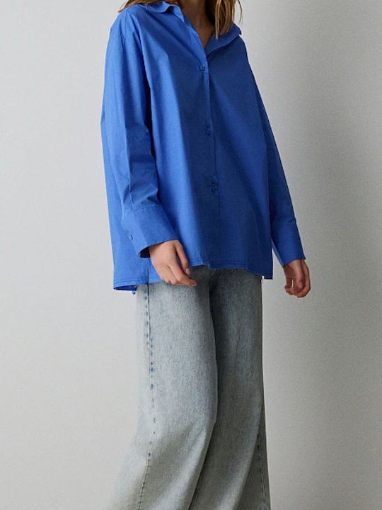 Women's Long Sleeve Shirt Blue Azure