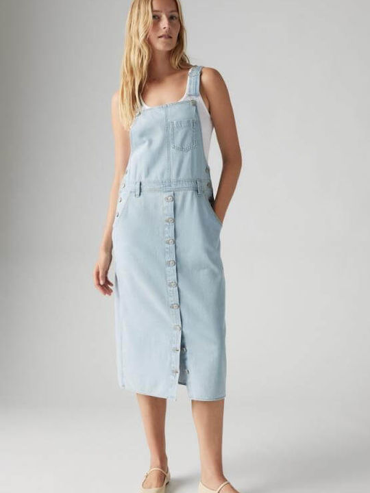 Καλοκαιρινό Midi Φόρεμα Τζιν Light Blue