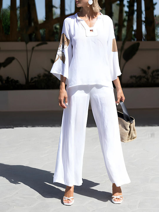 Women's Blouse with 3/4 Sleeve White