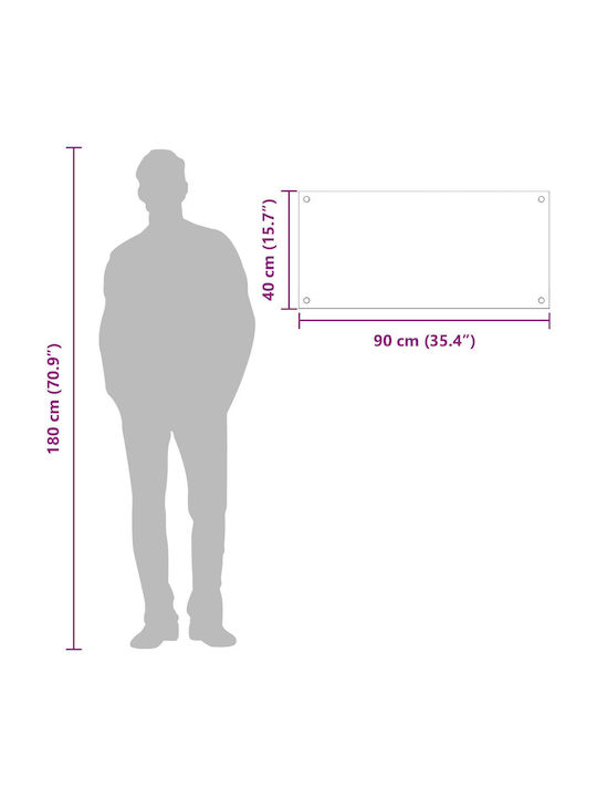 vidaXL Rectangular Glass Back Dark Gray 90x40x0.6cm 42001244