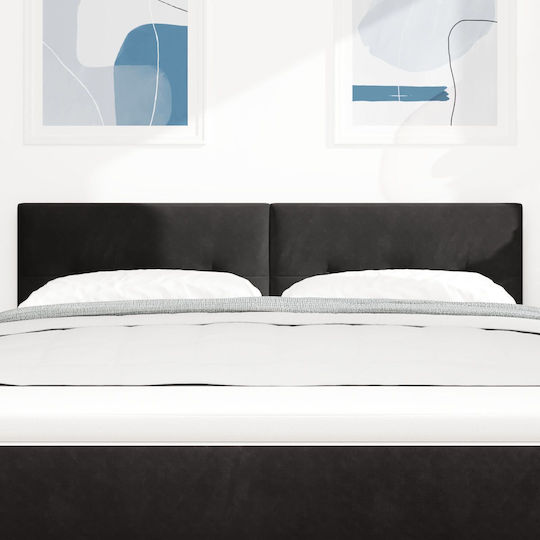 vidaXL Fabric Bed Headboard Black 144x88cm
