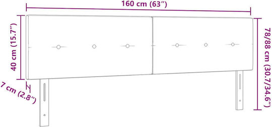 vidaXL Stoff-Kopfstütze für Betten Schwarz Samt 80x40cm
