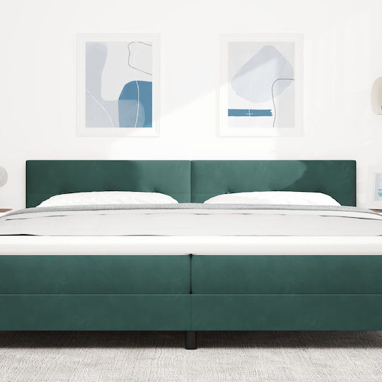 vidaXL Fabric Bed Headboard Dark Green 100x88cm