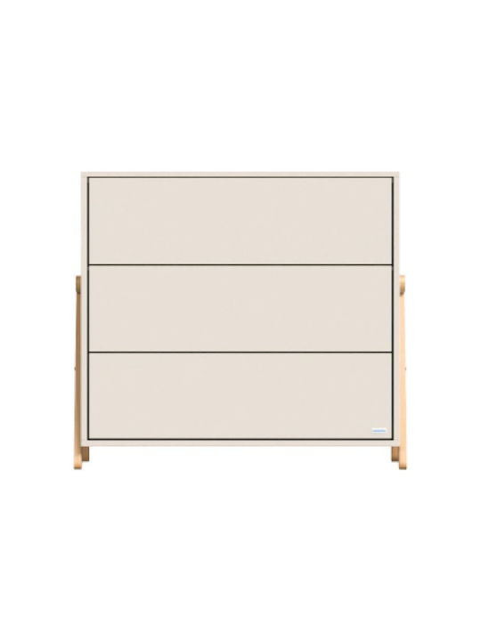Baby Dresser with 3 Drawers Ecru 98x50x86cm