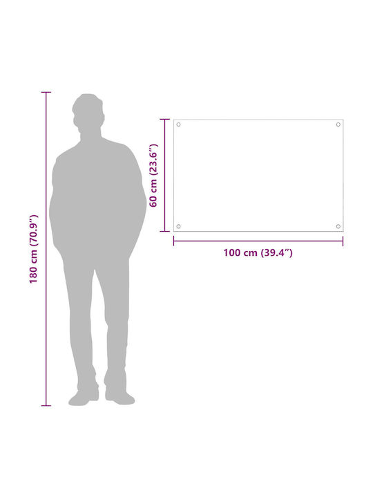 vidaXL Rectangular Back Made of Dark Gray Glass 100x60x0.6cm 42001249