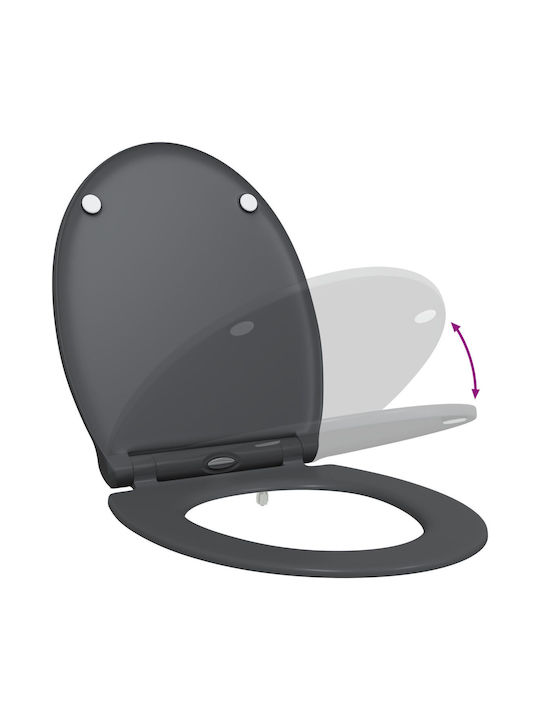 vidaXL Plastic Soft Close Toilet Seat Gray 37.5cm 42002362