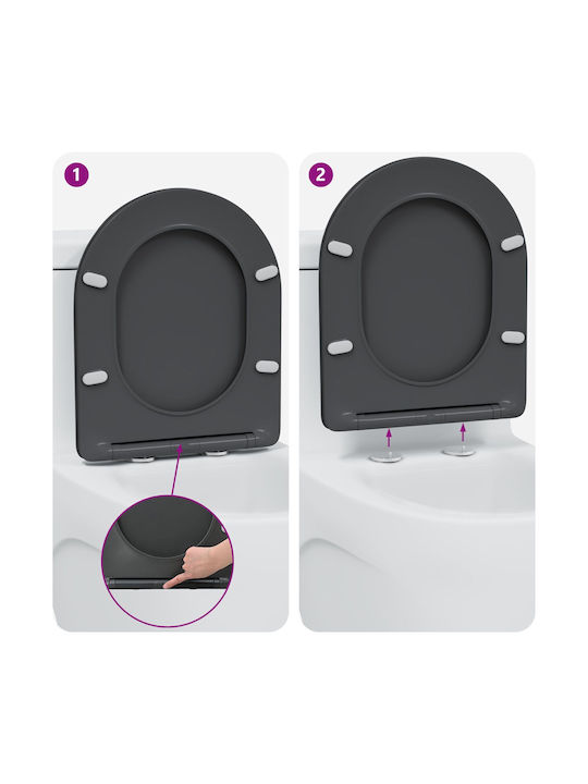 vidaXL Καπάκι Λεκάνης Soft Close Πλαστικό Γκρι