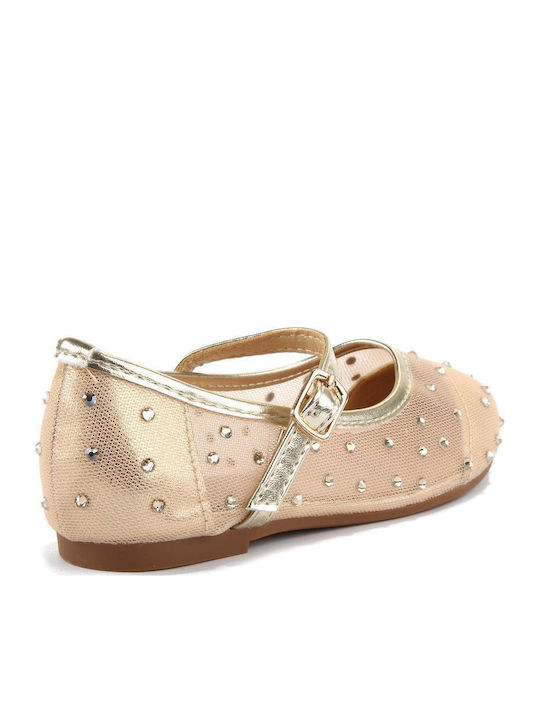 Kids Ballerinas with Adjustable Metal Clasp Gold