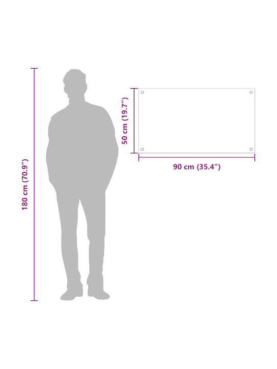 vidaXL Rectangular Glass Back in Light Gray 90x50x0.6cm 42001233