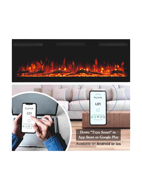 Hitense Wall Mounted Electric Fireplace 1600W 127x12.7cm Gray