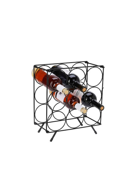 Excellent Houseware Freistehendes Weinregal Metallisch für 9 Flaschen Schwarz 31x18x36,5 cm
