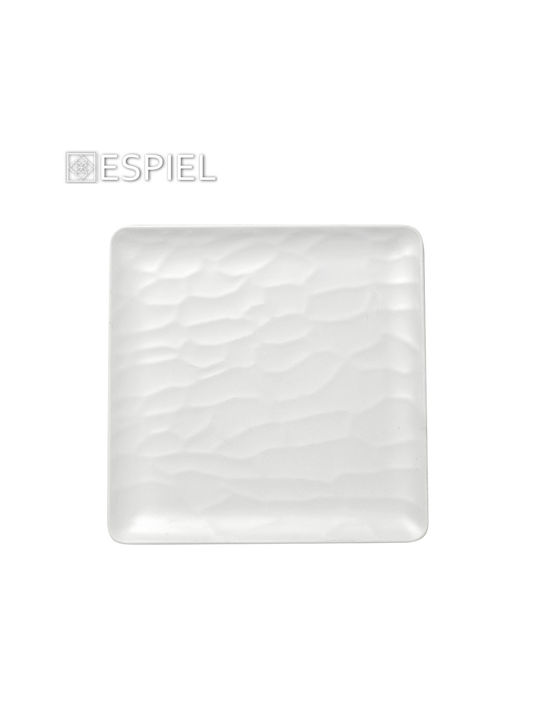 Espiel Wavy Matte Teller Untiefe Platz aus Melamin Weiß 22x22cm 6Stück