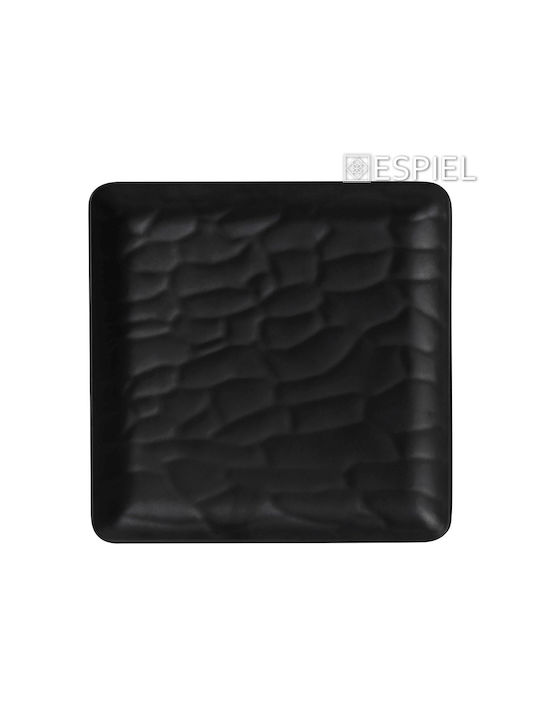Espiel Wavy Matte Teller Untiefe Platz aus Melamin Schwarz 18x18cm 6Stück