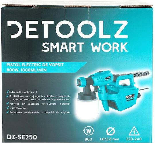 Pistol de vopsit electric Detoolz Dz-se250 800 W 1000 ml/min Vâscozitate maximă 120 DIN Albastru