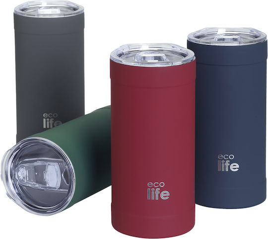 Ecolife Glass Thermos Stainless Steel BPA Free 500ml STRAW TEAL GREEN with Straw