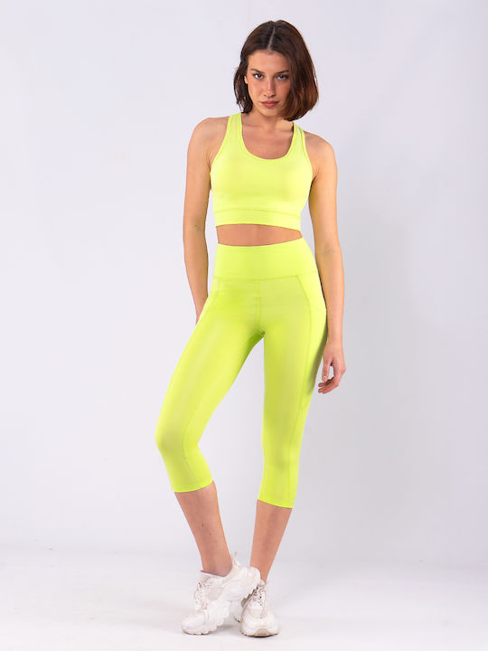 Йога Женски Capri легинси Високоталирани Lime