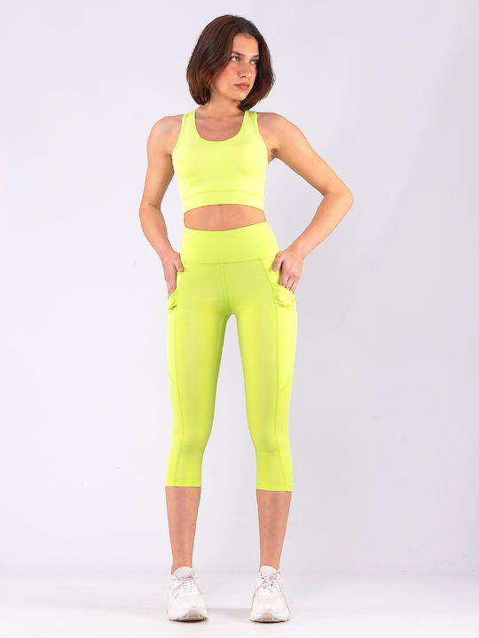 Йога Женски Capri легинси Високоталирани Lime