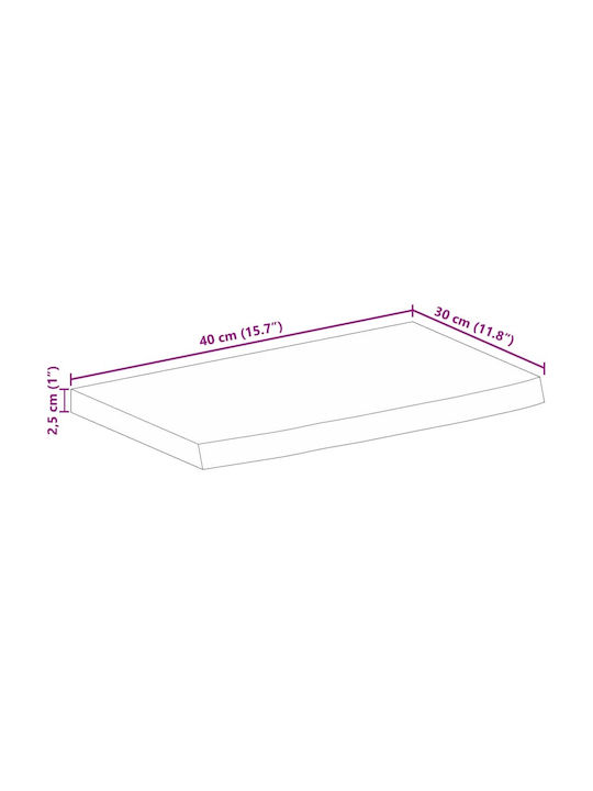 vidaXL Rectangular Table Surface made of Solid Wood Brown 40x30x2.5cm 370522 1pcs
