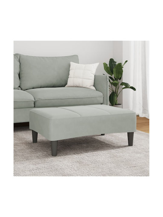 Velvet Upholstered Footstool Light Gray 77x55x31cm