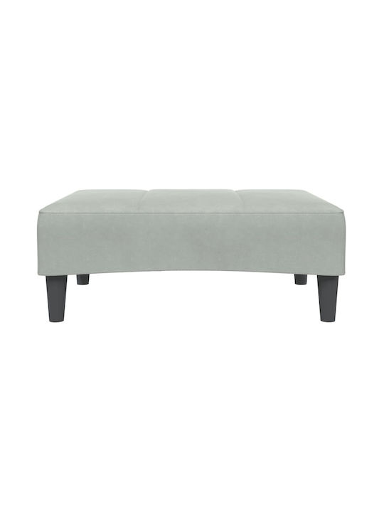 Velvet Upholstered Footstool Light Gray 77x55x31cm