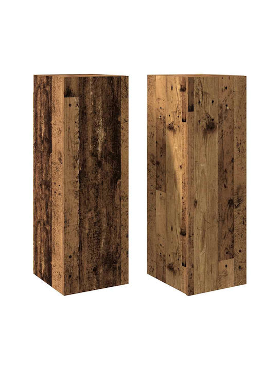 Living Room Display Cabinet Made of Particle Board with Lighting Old Wood 30.5x30x90cm