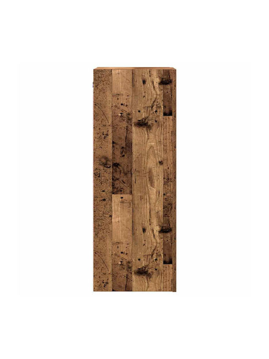 Living Room Display Cabinet Made of Particle Board with Lighting Old Wood 30.5x30x90cm