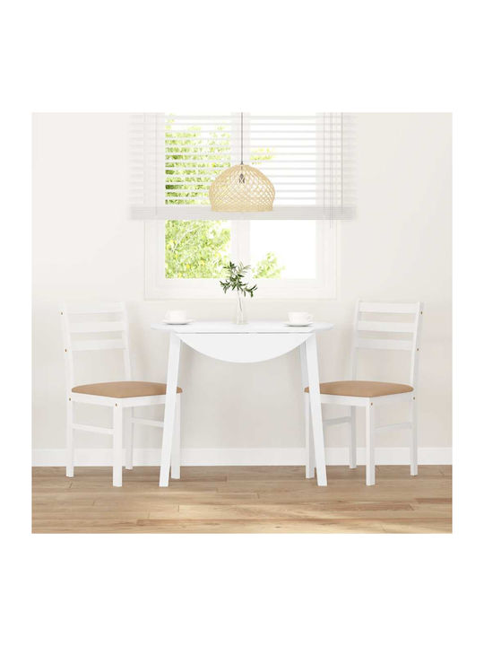 Dining Room Wooden Chair White 40.5x49x84.5cm 2pcs