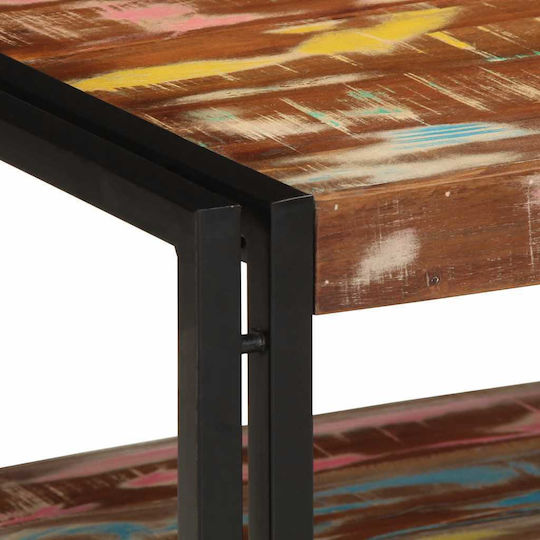 Rectangular Central Coffee Table Made of Solid Wood Multicolour M90xW50xH38cm