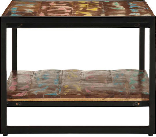 Rectangular Central Coffee Table Made of Solid Wood Multicolour M90xW50xH38cm