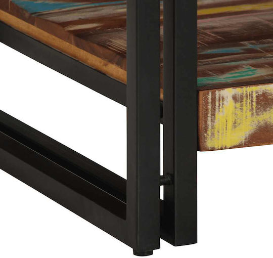 Rectangular Central Coffee Table Made of Solid Wood Multicolour M90xW50xH38cm