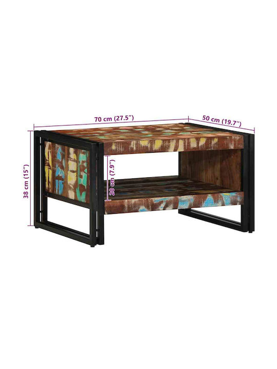 Rectangular Side Table made of Solid Wood Multicolour 70x50x38 cm