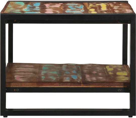 Rectangular Side Coffee Table Made of Solid Wood Multicolour W70xL50xH38cm
