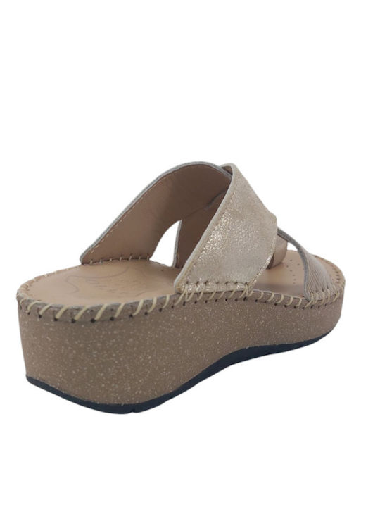 Anatomic Women's Leather Platform Shoes Gold