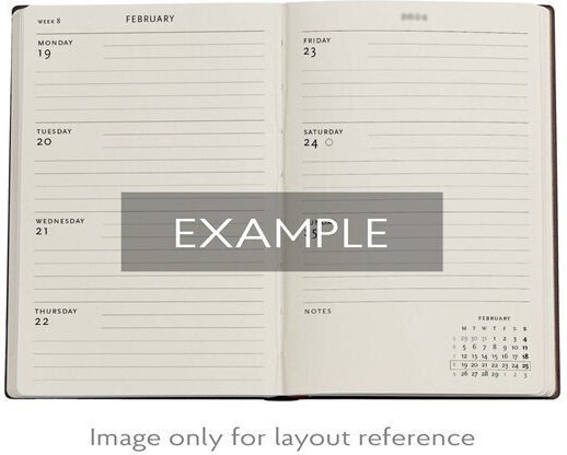 Academic Diary Paperblanks 2025-2026 Week 2 Pages Mini Horizontal 9.5x14cm Michelangelo Handwriting Ded07051