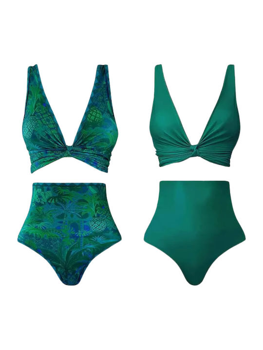 Bikini Set 3 Pieces High Waist Jungle Print
