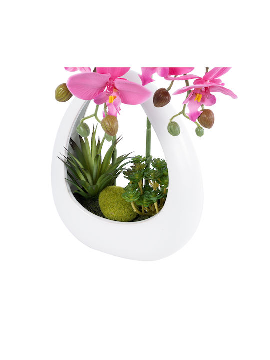 Globostar künstlicher Gartenrosa-Orchidee 21127 Dekorative Pflanze Intensive Rosa Orchidee H39cm
