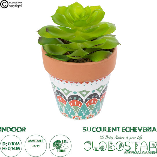 Globostar? Artificial Garden Succulent Echeveria 21049 Διακοσμητικό Φυτό Παχύφυτο Εχεβέρια Υ14cm