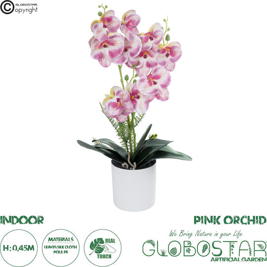 Globostar Orhidee Roz Artificială de Grădină 21077 Plantă Decorativă Orhidee Roz H45cm