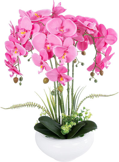 Globostar künstlicher Gartenrosa-Orchidee 21124 Dekorpflanze Rosa-Orchidee H50cm