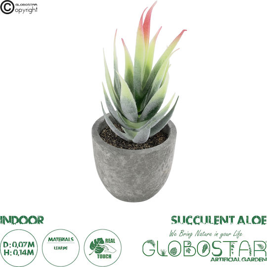 Globostar Künstliche Garten Sukkulente Aloe 21009 Dekorative Pflanze Sukkulente Aloe H14cm