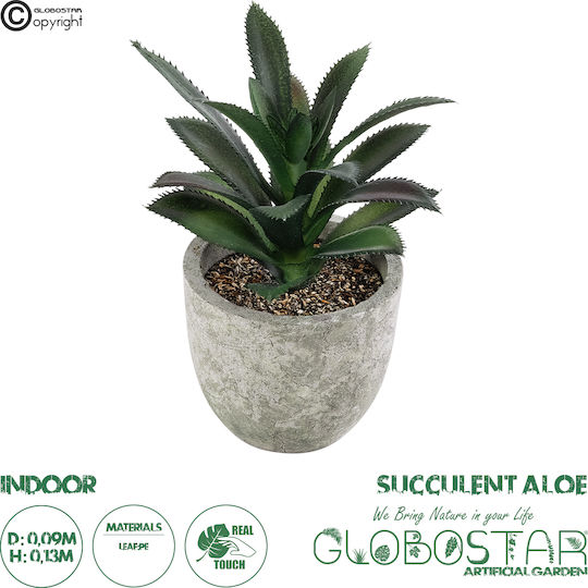 Globostar Artificial Garden Succulent Aloe 21011 Decorative Plant Succulent Aloe H13cm