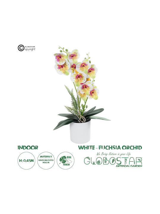 Artificial Plant in Pot Orchid White Fuchsia 45cm GloboStar